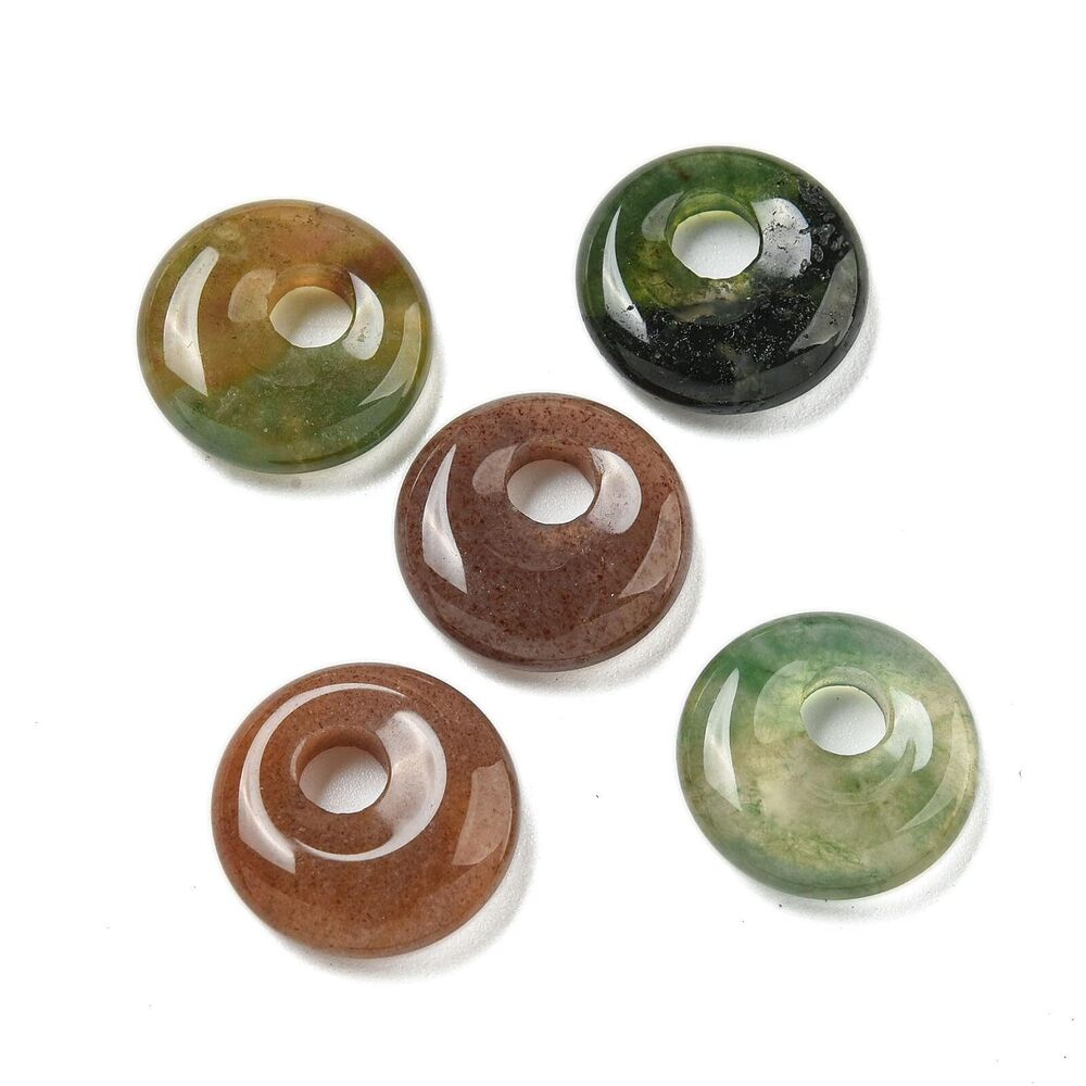 5260 20pcs Natural Indian Agate Donut Charms Gemstone Crystal Ornaments